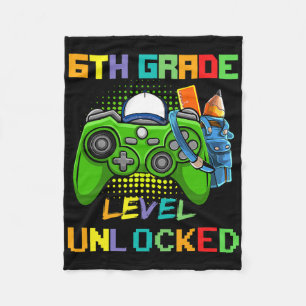 6th Grade Level Unlocked Video Game Back To School Fleece Blanket