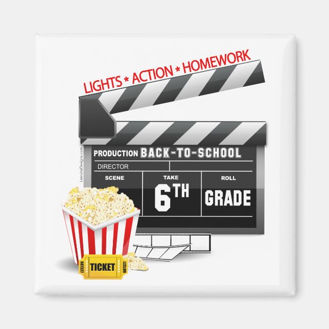 6th Grade Movie Clapboard Magnet (Front)