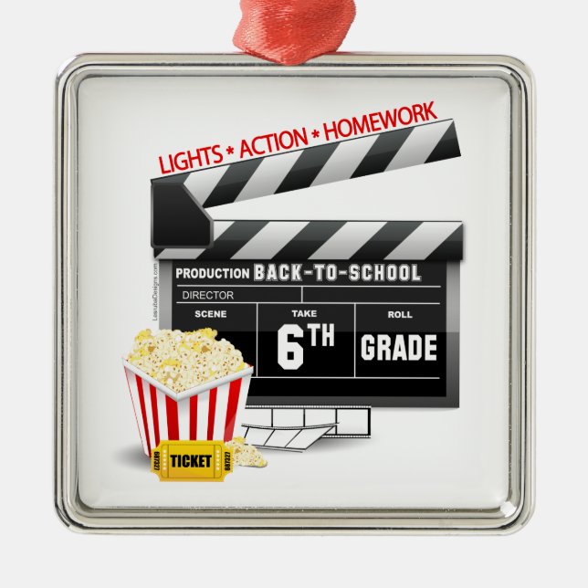 6th Grade Movie Clapboard Metal Ornament (Front)
