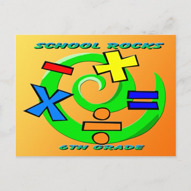 6th Grade Rocks - Math Symbols Postcard (Front)
