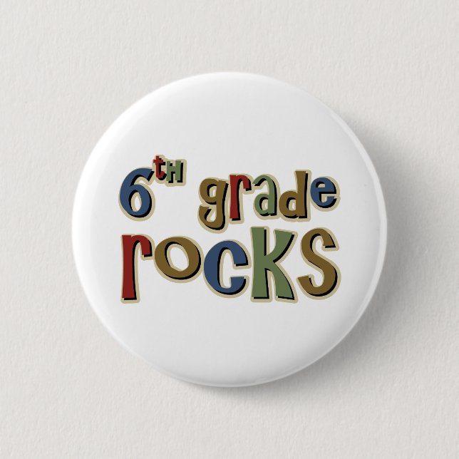 6th Grade Rocks Sixth 6 Cm Round Badge (Front)