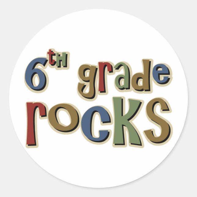 6th Grade Rocks Sixth Classic Round Sticker (Front)