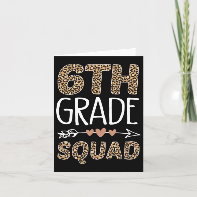 6th Grade Squad Leopard Teacher Student  Card (Front)