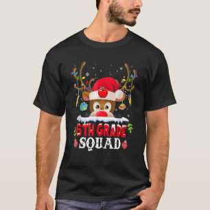 6th Grade Squad Plaid Reindeer Santa Hat Teacher C T-Shirt