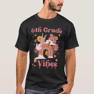 6th Grade Vibes School Groovy Retro Girl Boho Rain T-Shirt