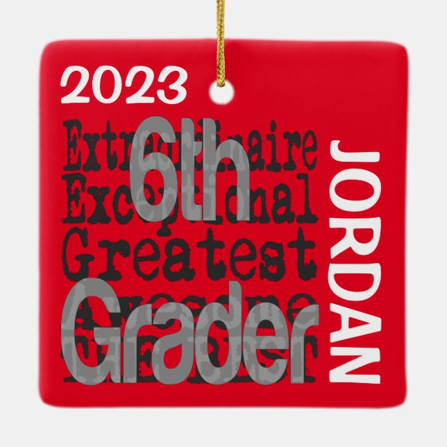 6th Grader Extraordinaire CUSTOM Ceramic Ornament (Back)