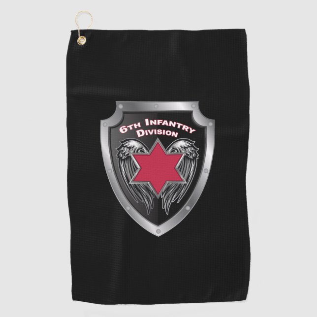 6th Infantry Division “Sight Seein' Sixth” Shield Golf Towel (Front)
