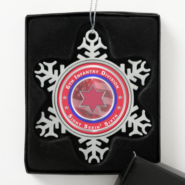 6th Infantry Division  Snowflake Pewter Christmas Ornament (Box)