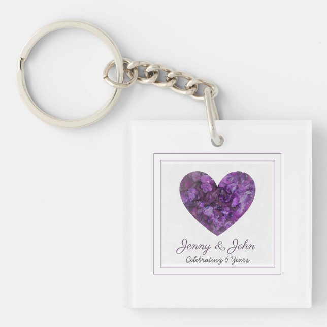 6th iron wedding anniversary purple heart key ring (Front)