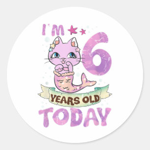 6th Mermaid Birthday Girls Mermaid Mercat Girls Classic Round Sticker