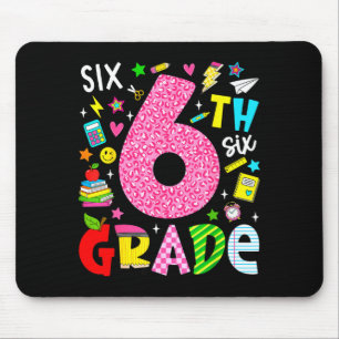 6th sixth grade retro colourful back to school mouse pad