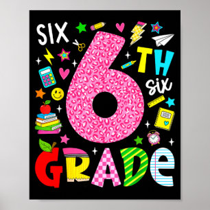 6th sixth grade retro colourful back to school poster