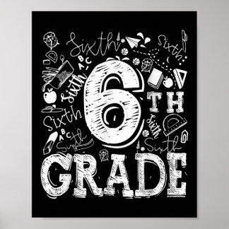 6th Sixth Grade Typography Team Kids Teacher Back Poster