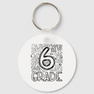 6th Sixth Grade Typography Team Kids Teacher Ck To Key Ring