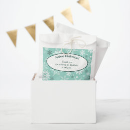 6th Snowflake-Themed Birthday Party Turquoise-Blue Favour Bag