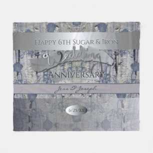 6th Sugar& Iron Wedding Anniversary Fleece Blanket