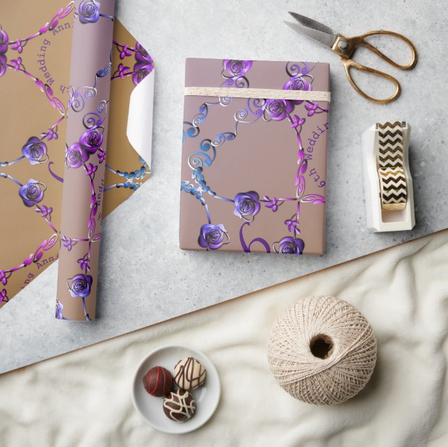 6th Wedding Anniversary Amethyst Roses Wrapping Paper (Crafts)