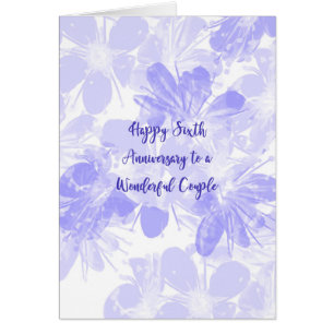 6th Wedding Anniversary Card Blue Flowers