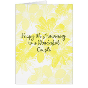6th Wedding Anniversary Card Yellow Flowers