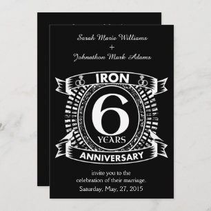 6th wedding anniversary distressed crest invitation