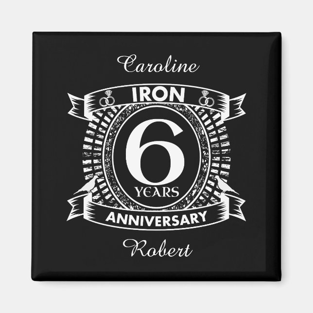 6th wedding anniversary distressed crest magnet (Front)