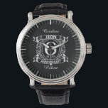 6th wedding anniversary distressed crest watch<br><div class="desc">A design to celebrate your sixth year of marriage. This first wedding anniversary design has a distressed white crest,  with the text iron,  6 year ,  anniversary.  If you would like any help customising this design please contact me,  their is an ask this designer button,  just below this text.</div>