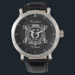 6th wedding anniversary distressed crest watch<br><div class="desc">A design to celebrate your sixth year of marriage. This first wedding anniversary design has a distressed white crest, with the text iron, 6 year , anniversary. If you would like any help customising this design please contact me, their is an ask this designer button, just below this text.</div>