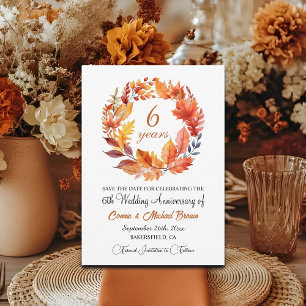 6th Wedding Anniversary Elegant Fall Floral Save The Date