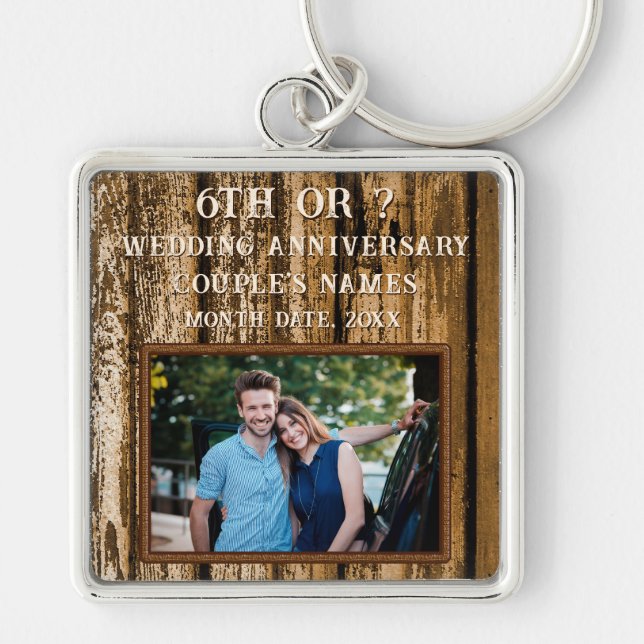 6th Wedding Anniversary Gift for Husband, Any Year Key Ring (Front)