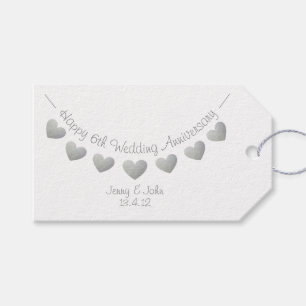 6th Wedding Anniversary iron heart gift tag