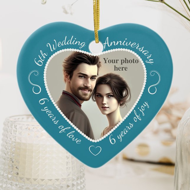 6th Wedding Anniversary Photo Ceramic Tree Decoration (Creator Uploaded)