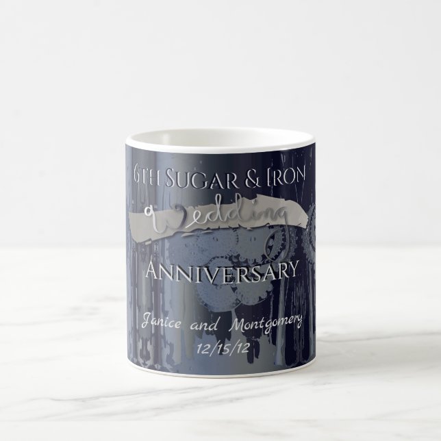 6th Wedding Anniversary Sugar & Iron Steampunk Coffee Mug (Center)