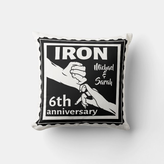 6th wedding anniversary traditional gift iron cushion (Front)