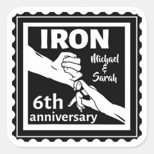 6th wedding anniversary traditional gift iron square sticker