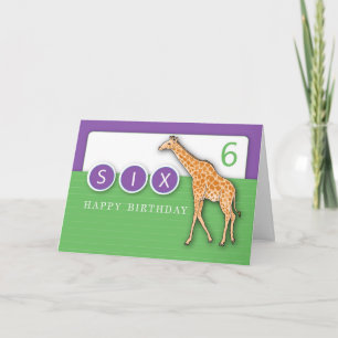 6th Year Birthday Giraffe Card