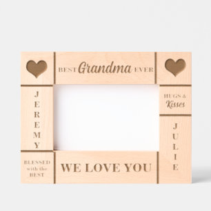 6x4 BEST Grandma Ever Grandkids Names Etched Frames