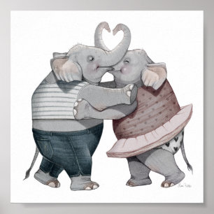 6x6 Elephants in Love Print