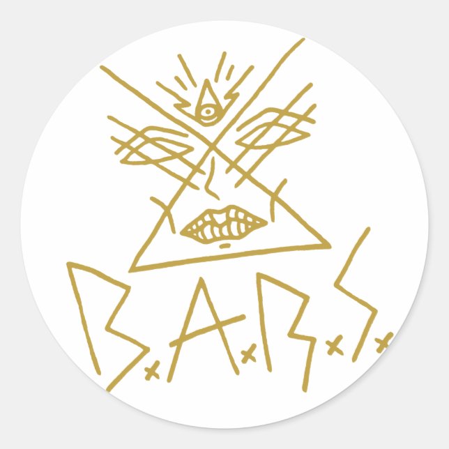 6x B.A.R.S. Gold Face Sticker 3" (Front)