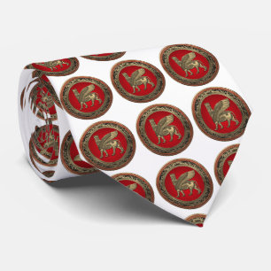 [700] Assyrian Winged Bull - Gold Lamassu Tie