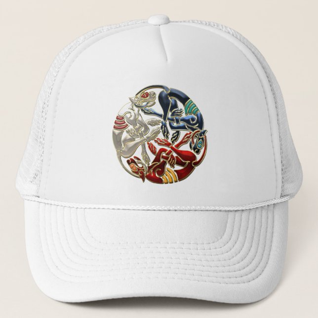 [700] Celtic Sacred Art - Three Dogs Trucker Hat (Front)