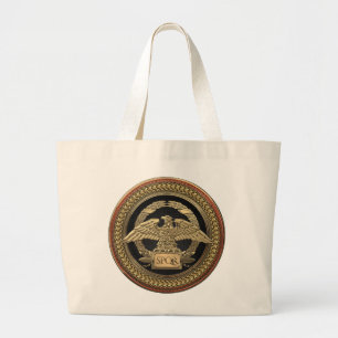 [700] Gold Roman Imperial Eagle on Gold Medallion Large Tote Bag