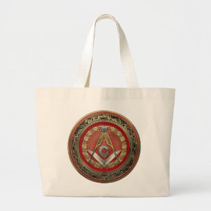 [700] Master Mason - Gold Square & Compasses Large Tote Bag