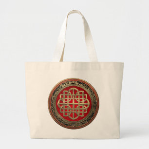 [700] Sacred Celtic Gold Knot Cross Large Tote Bag