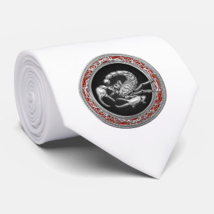 [700] Sacred Silver Scorpion on Black Tie