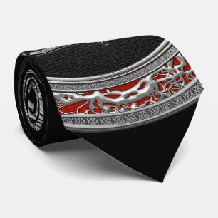 [700] Sacred Silver Scorpion on Black Tie