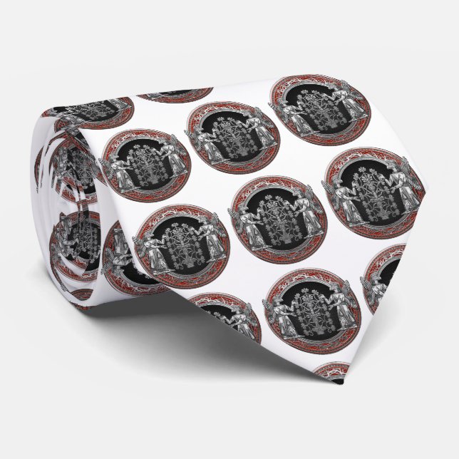 [700] Two Silver Ninurtas with Tree of Life Tie (Rolled)
