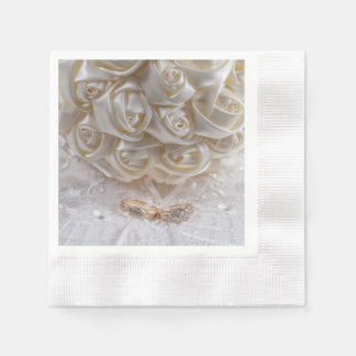 7060-Bridal Bouquet with Wedding Rings Napkin