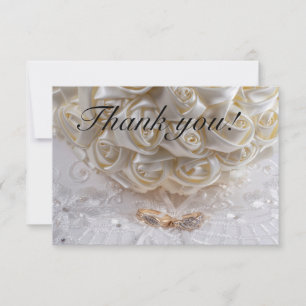 7060-Bridal Bouquet with Wedding Rings Thank You Card
