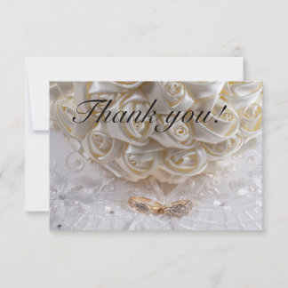 7060-Bridal Bouquet with Wedding Rings Thank You Card