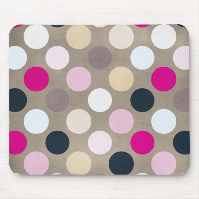 7096_polka-dots-44-pink-brown POLKA DOTS HOT PINK Mouse Pad (Front)